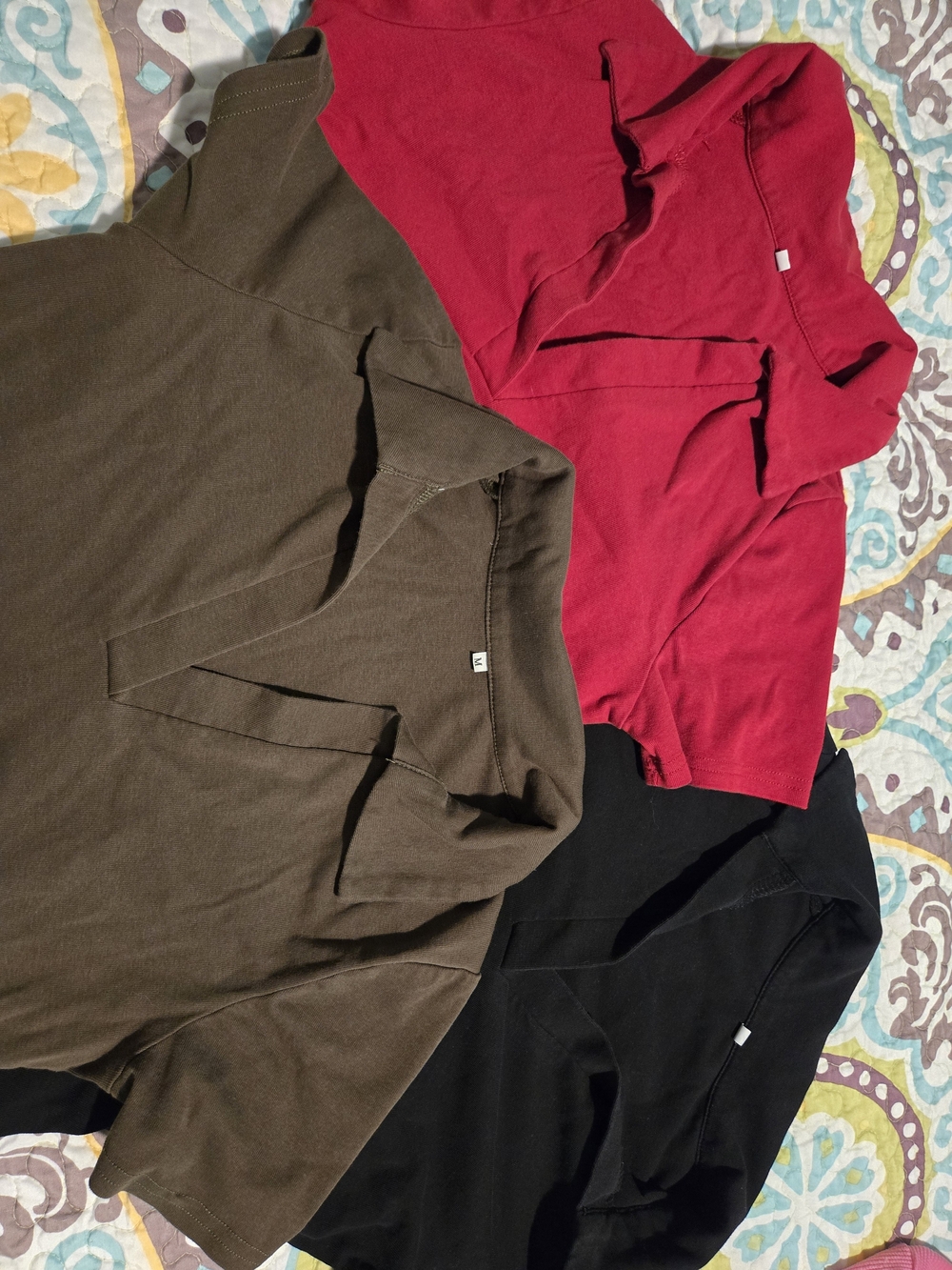 3 Piece Bodysuits - Red, Brown, Black